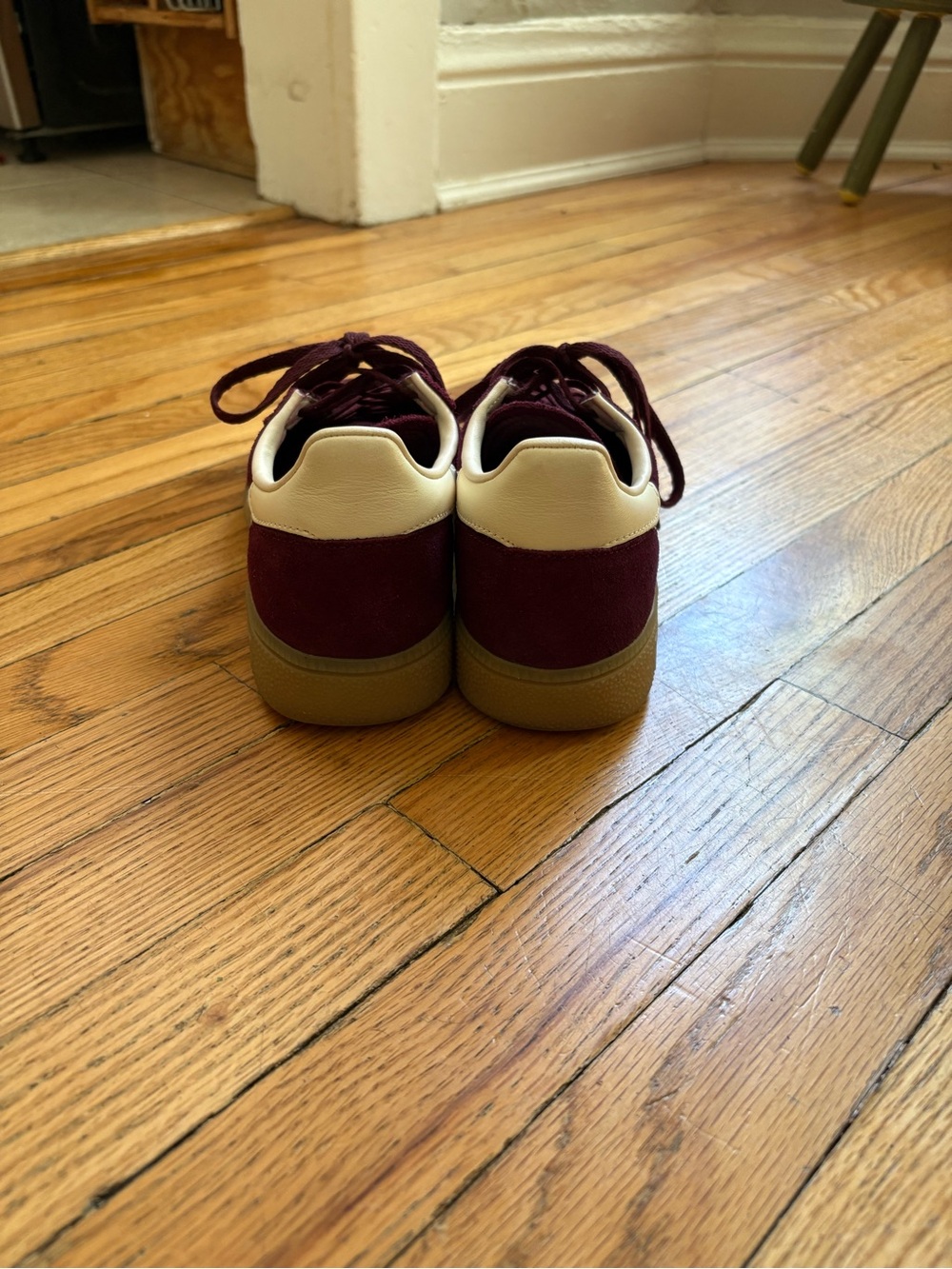 adidas Spezial Women's Maroon Suede Sneakers with Cream Stripes - Picture 2 of 4